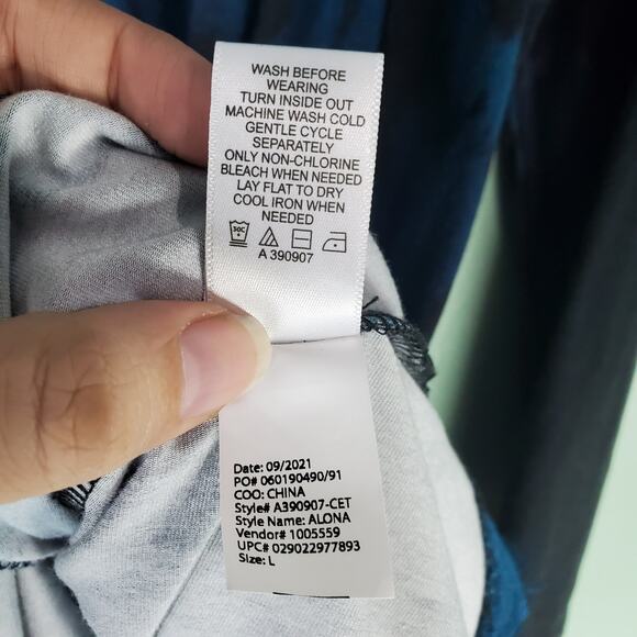 LOGO Lori Goldstein Womens Blue Rayon 230 Printed Swing Top Lace Hem Size Large - Picture 6 of 6